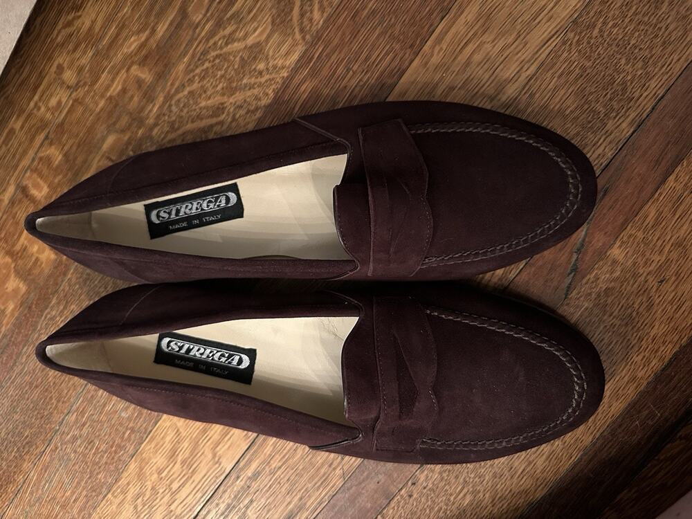 Brand New Strega Mens Leather Suede Loafers Brown Size 8.5